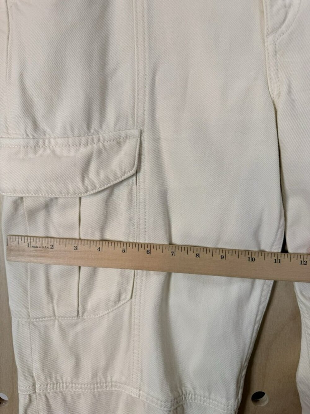Rag & Bone Featherweight Cailyn Pants Womens Ecru Cream Denim Cargo Utility 27 - Picture 12 of 16
